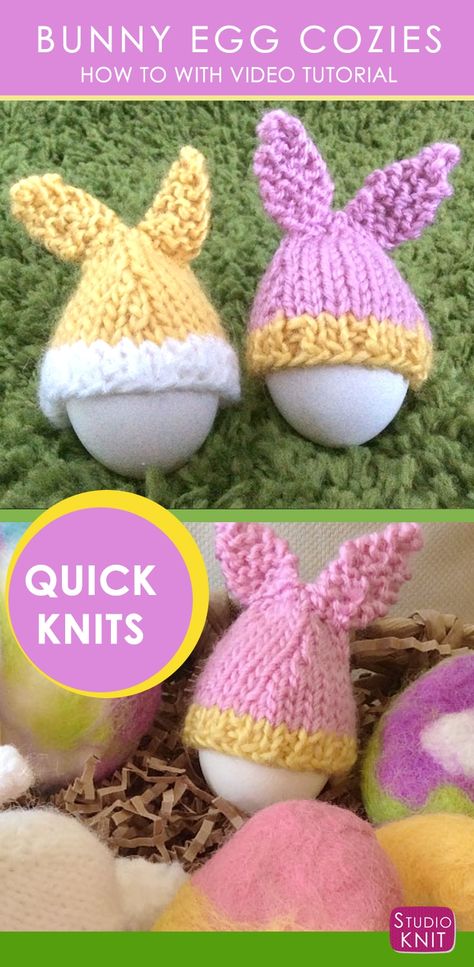 Craft Spring, Diy Osterschmuck, Rabbit Knitting Pattern, Bunny Knitting Pattern, Studio Knit, Boyfriend Crafts, Bunny Egg, Easter Bunny Eggs, Quick Knits