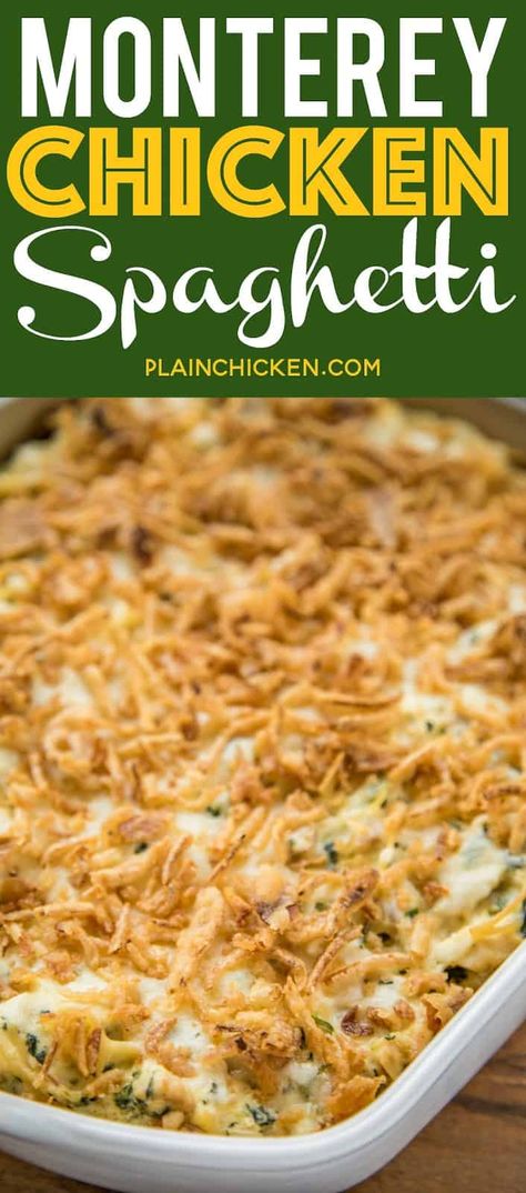 Monterey Chicken Spaghetti, Easy Chicken Casserole, Turkey Pieces, Monterey Chicken, Chicken Spaghetti Casserole, Casserole Chicken, Chicken Spaghetti Recipes, Chicken Casserole Easy, Spaghetti Casserole