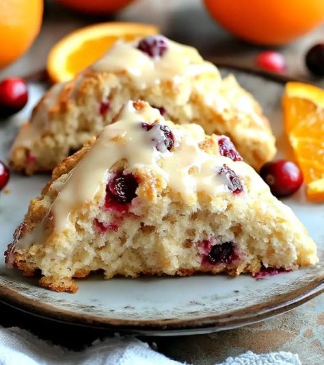 Cranberry Orange Sour Cream Scones | Homemade Recipes Scones With Buttermilk, Scones Video, Cranberry Orange Scones Recipe, Holiday Fruit Cake, Sour Cream Scones, Orange Scones Recipe, Chocolate Rice Krispies, Pecan Pie Cookies, Mom On Timeout