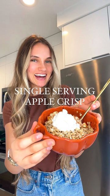 Single Serve Apple Crisp Healthy, Small Batch Apple Crisp, Single Serve Apple Crisp, Dairy Free Apple Crisp, Individual Treats, Healthy Apple Crisp, Cherry Crisp, Apple Snacks, Apple Crumb