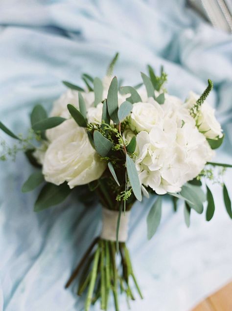 White Roses and Hydrangeas Beach Wedding Bouquet Beach Bouquet, Orchid Bouquet Wedding, Bouquets Ideas, Elegant Wedding Bouquets, Simple Wedding Bouquets, Beach Wedding Centerpieces, Beach Wedding Flowers, Flowers And Greenery, Peony Wedding