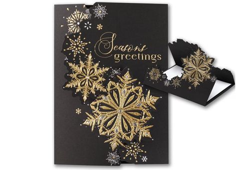 Black Christmas Cards, Gold Foil Christmas, Personalized Holiday Cards, Business Christmas Cards, Lined Envelopes, Xmas Greeting Cards, Holiday Stationery, Gatefold Cards, Card Inspo