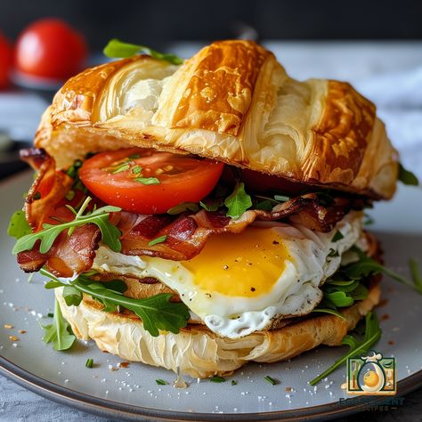 Elevate your breakfast game with a Croissant Breakfast Sandwich, a delightful and indulgent way to start your day. This scrumptious creation combines the flaky, buttery goodness of croissants with crispy bacon, fluffy scrambled eggs, and creamy avocado. Whether you’re looking for a special weekend treat or a weekday breakfast to savor, this sandwich has it ... Read more Bacon Croissant Sandwich, Good Looking Breakfast, Crossiant Breakfast Sandwich, Bakery Breakfast Ideas, Breakfast Croissant Sandwich, Brunch Sandwiches, Hangover Breakfast, Breakfast Boards, Bakery Breakfast