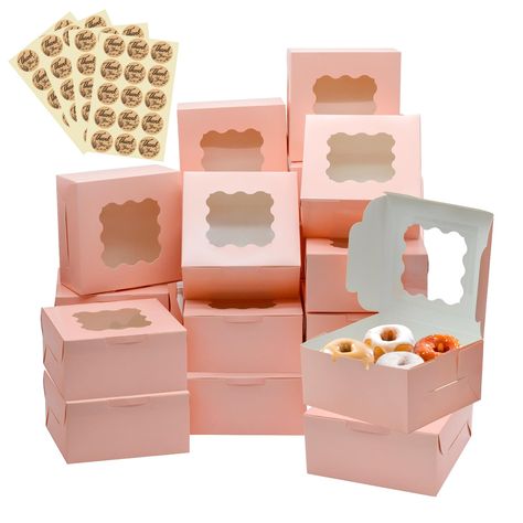 PRICES MAY VARY. YOU WILL RECEIVE: 60pcs pink bakery cookie boxes with window and 60 pieces kraft stickers. the size of each box is 6 x 6 x 3 inches. UNIQUE DESIGN: These bakery boxes has a exquisite transparent window,great for display your beautiful and yummy baked goods,Make people exclaim！ FOOD GRADE MATERIALS: These bakery boxes are made of environmentally friendly food grade paper, and they are solid and durable for keeping your baked goods safe while on the go EASY TO ASSEMBLE: The pastry Bake Sell, Baked Goods Packaging, Strawberries Cookies, Yummy Baked Goods, Pink Bakery, Teacup Flowers, Cookie Stand, Home Bakery Business, Cute Bakery