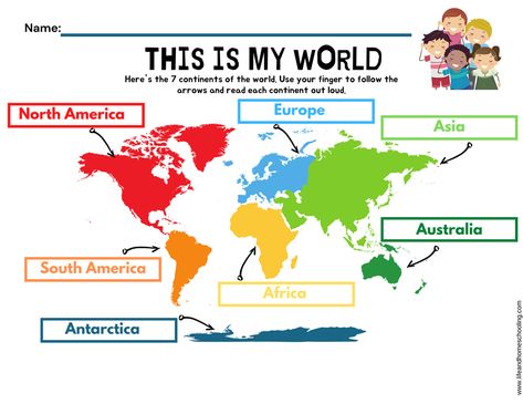 World Geography Map, Geography Worksheets, Continents And Oceans, Map Worksheets, Learning Binder, Geography Map, 7 Continents, Language Art Activities, World Geography