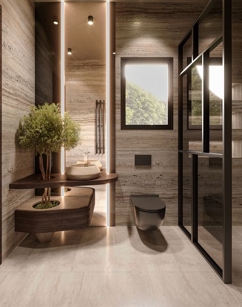 Private villa - Palm Hills New Cairo Bathrooms Luxury Modern, Bathroom Lounge, Latest Bathroom Designs, Luxe Bathroom, New Cairo, Bathroom Design Layout, Bathroom Decor Luxury, Washroom Design, Bathroom Design Decor