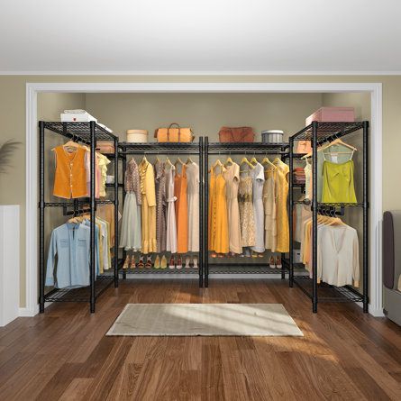 Renter Friendly Closet Room, Turn Room Into Walk In Closet, Spare Bedroom Into Walk In Closet, Corner Closet, Bedroom Closets, Free Standing Closet, Organization Closet, Closet Rack, Metal Clothes Rack