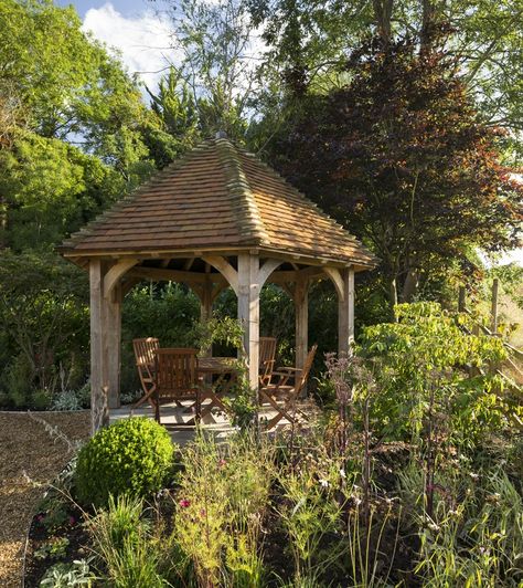 Timber Frame Gazebo, Oak Gazebo, Garden Pavillion, Border Oak, Oak Frame House, Small Front Gardens, Oak Framed Buildings, Gazebo Plans, Conservatory Garden