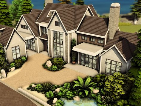 The Sims Resource - Modern Country House with Converted Garage Sims 4 Houses On Gallery, Sims 4 House Cc Exterior, Sims 4 Barndominium, Sims 4 Houses Farmhouse, Sims 4 House Download No Cc, Sims 4 House With Garage, Sims 4 Modern Farmhouse Cc, Sims 4 50x40 House, Modern Houses Sims 4