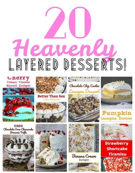 20 Heavenly Layered Desserts! When it comes to easy heavenly desserts, who can resist layers of puddings, whipped cream, fruity fillings, and trifles galore? Take a look at our collection of layered desserts when you Pumpkin Lasagna Dessert, Chocolate Oreo Cheesecake, Layered Dessert Recipes, Oreo Delight, Lush Recipes, Peanut Butter Cup Brownies, Cheesecake Brownie, Layered Dessert, Yummy Cheesecake