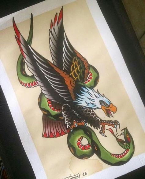 Eagle And Snake Tattoo, Eagle And Snake, Werewolf Tattoo, Traditional Eagle, Traditional Eagle Tattoo, Traditional Heart Tattoos, Traditional Tattoo Stencils, Eagle Snake, Traditional Black Tattoo