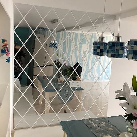 Diy Wall Mirror, 3d Mirror Wall, 3d Mirror Wall Stickers, Diy Wall Decals, 3d Mirror, Diy Wand, Triangle Wall, Diamond Mirror, Mirrored Wall