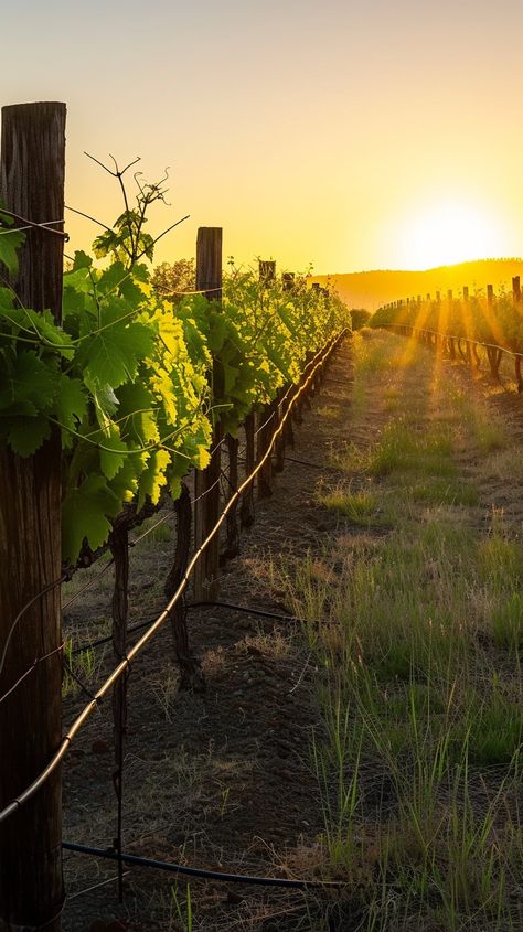 Sunset Vineyard Rows: Golden sunlight bathes the vineyard rows, showcasing the serene end to a day in the countryside. #sunset #vineyard #countryside #sunlight #grapevines #rows #agriculture #wooden #aiart #aiphoto #stockcake https://ayr.app/l/347n Vineyard Lifestyle, Wine Field, Winery Landscape, Vineyard Photography, Italian Vineyard, Grape Vineyard, Wine Vineyards, The Vineyard, Castle House