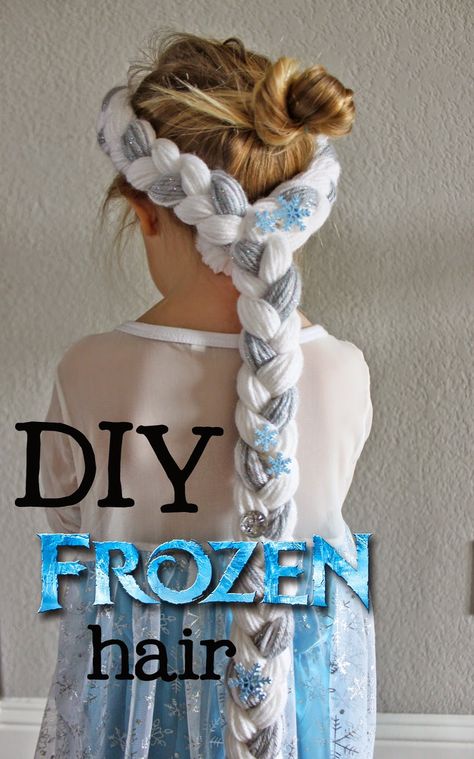 a little of this, a little of that: DIY {Frozen} Hair! Diy Elsa Hair, Frozen Princess Dress, Elsa Braid, Frozen Diy, Frozen Crafts, Elsa Hair, Yarn Wig, Frozen Hair, Frozen Dress