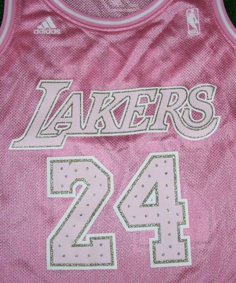 pink laker jersey | Kobe Bryant #24 Lakers Pink Jersey Adidas Womens Large Jersey Outfit Lakers, Lakers Jersey Outfit Woman, Pink Jersey Design, Pink Jersey Outfit, Pink Basketball Jersey, Jersey Aesthetic, La Lakers Jersey, Basketball Jersey Outfit, Cute Jersey