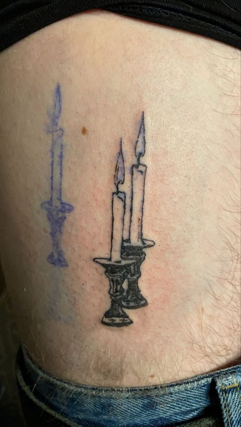 Roman Candle Tattoo, Verticals Tattoos, Candle Stick Tatoos, Small Bone Tattoo, Candle Stick Tattoo Design, Stoplight Tattoo, Sillouette Art Tattoos, Candlelight Tattoo, Spool Tattoo