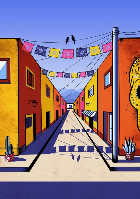 Impresión de arte de México Arte de pared firmado - Etsy Canadá Modern Mexican Art, Oaxaca Mexico Travel, Latina Art, Mexico Poster, Mexican Artwork, Mexico City Travel, Mexican Wall Art, Contemporary Graphic Design, Mexican Wall