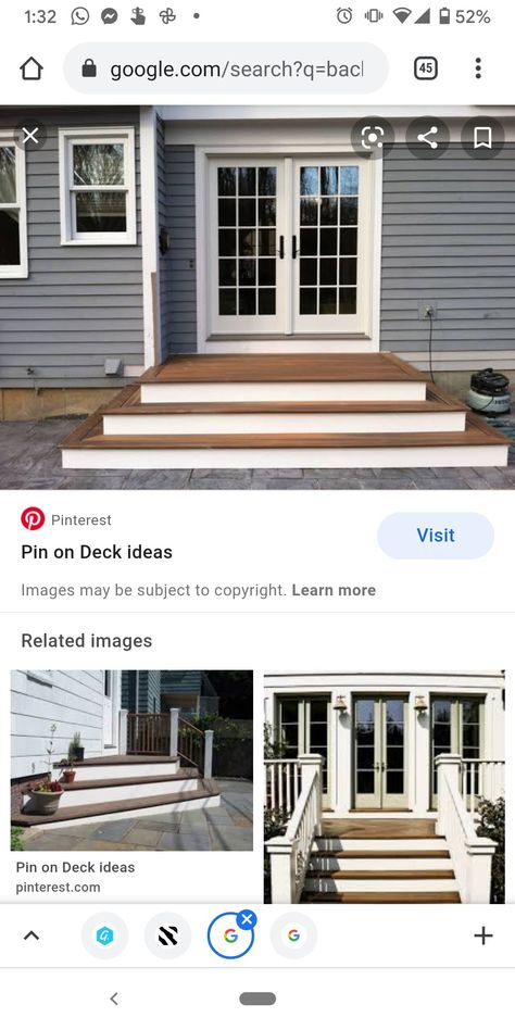 Steps For Front Of House, Deck Steps To Patio, Steps From Garage To House Ideas, Outdoor Patio Steps Ideas, French Door Steps To Patio, French Door Steps, Outdoor Steps Ideas Stairs Entrance, Steps For Back Door, Wide Front Steps Entrance