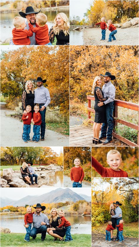 Family Pictures With Cowboy Hats, Twins Fall Photoshoot, Family Photos Cowboy Hat, Fall Family Poses For 4, Candid Fall Family Photos, Fall Family Photos 2 Boys, Fall Family Pictures Poses For 4, Fall Country Family Pictures, Outdoor Fall Pictures Family