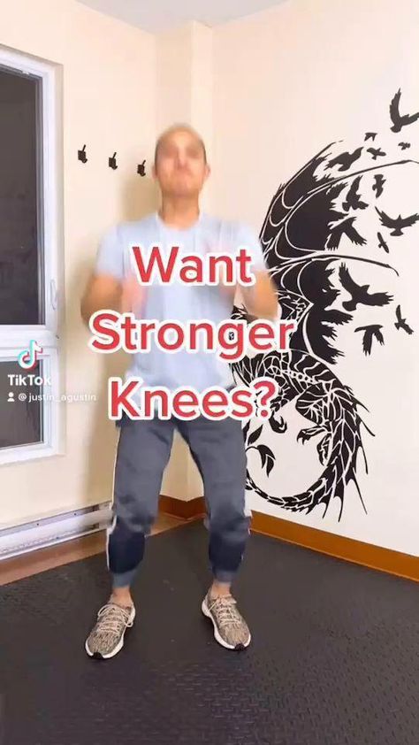 Justin Agustin Beginner Workouts Stronger Knees, Healthy Knees, Bad Knee Workout, Knee Strengthening Exercises, How To Strengthen Knees, Knee Pain Exercises, Beginner Workouts, Wall Workout, Bad Knees