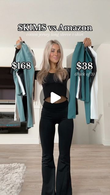 Heidi and Tara Snipes on Instagram: "Comment “LINK” and I’ll send you the direct link 🫶🏼 Who doesn’t love a good basic? 👏🏼 These long sleeve full length tops are the closest thing I’ve found to Skims’ “cotton jersey long sleeve tshirt” ! They are super soft, stretchy, and NOT SEE THROUGH… unlike my skims 👎🏼 The Skims cotton jersey long sleeve tshirt retails at $56 where you can grab a pack of 3 from Amazon for only $38! THREE tops for less than ONE skims top👏🏼 Comes in soooo many colors! 💕 Skims, skims cotton jersey, skims long sleeve, full length top, Amazon basics, Amazon full length tops, Amazon lounge, long sleeve basic top, long sleeve tshirt, skims cotton jersey collection, skims on Amazon, affordable fashion, skims cotton jersey long sleeve tshirt, basic tops, Amazon fashio Tops Amazon, Full Length Top, Jersey Collection, Long Sleeve Outfits, Amazon Basics, Jersey Long Sleeve, Basic Long Sleeve, Basic Tops, Affordable Fashion