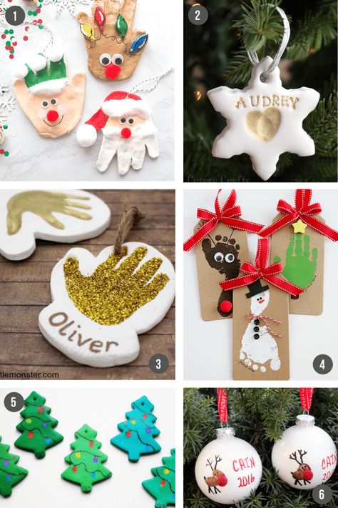 Salt Dough Handprints, Christmas Ornaments Diy Kids, Baby Christmas Crafts, Ornaments Diy Kids, Handprint Christmas, Baby Christmas Ornaments, Christmas Crafts For Kids To Make, Kids Christmas Ornaments, Preschool Christmas