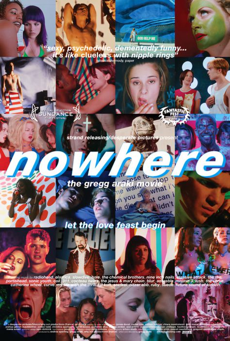 nowhere movie poster Nowhere 1997, James Duval, Rachel True, Gregg Araki, Doom Generation, Alamo Drafthouse Cinema, Colorful Movie, The Chemical Brothers, Basketball Diaries