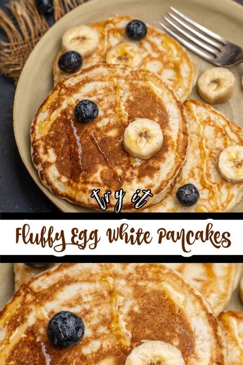 Egg White Pancakes Fluffy, Eggwhite Recipes Breakfast, Liquid Egg White Recipes Breakfast, Eggwhite Pancake, Sweet Egg White Recipes, Egg White Oatmeal Pancakes, Egg Whites Pancakes, Pancakes With Egg Whites, Egg White Recipes Breakfast