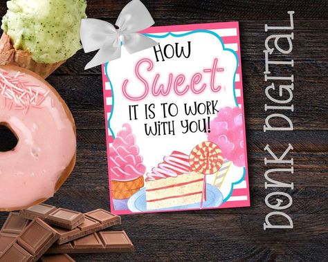 Co-worker appreciation tag! add a sweet treat! Pta Themes, Printable Sports, Staff Appreciation, Employee Gifts, Team Gifts, Printer Paper, Printable Gift, Appreciation Gifts, Sweet Treat