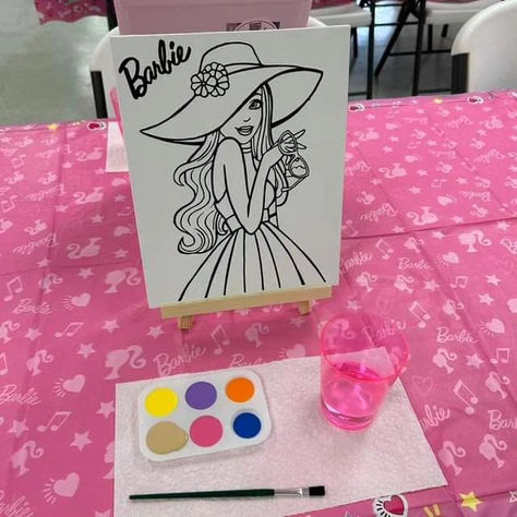 Ready to paint Barbie themed canvas panels. Available in 5x7, 8x10 & kits with paint! #barbie #barbieparty #paintparty #Paintkit #crafts #kidsparty #kidsdecor Diy Paint Canvas, Barbie Party Ideas, Kids Paint Party, Pre Drawn Canvas, Canvas Party, Kids Painting Party, Paint Canvas, Party Kits, Barbie Party