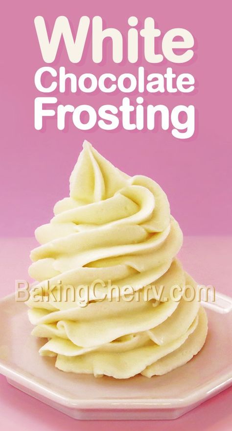 White Chocolate Cream Cheese Frosting Recipe. Learn how to make this creamy, smooth, and delicious cream cheese frosting, made with white chocolate, and flavored with vanilla. Perfect for cakes and cupcakes! #frosting #recipe #cakes #cake #icing #whitechocolate #easy #homemade #fromscratch White Chocolate Cream Cheese Icing, Cream Cheese White Chocolate Frosting, White Chocolate Cream Cheese Frosting Recipe, Frosting Types, White Chocolate Frosting Recipe, Chocolate Cream Cheese Frosting Recipe, White Chocolate Cream Cheese Frosting, Chocolate Cream Cheese Icing, Velvet Cakes