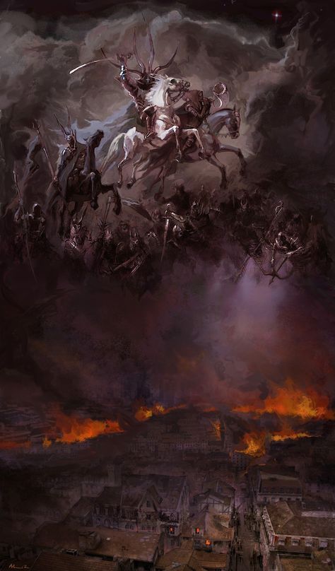 Apocalypse Fantasy Art, Wild Hunt Art, Four Horsemen Of The Apocalypse Tattoo, The Wild Hunt, Apocalypse Art, Horsemen Of The Apocalypse, Fantasy Concept, Rennaissance Art, Nordland