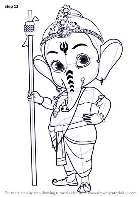 Learn How to Draw Bal Ganesh (Hinduism) Step by Step : Drawing Tutorials Ganpati Drawing, Bal Ganesh, Ganesha Sketch, God Drawing, Ganesha Drawing, Pencil Drawing Images, Ganesh Art Paintings, School Painting, Disney Art Drawings