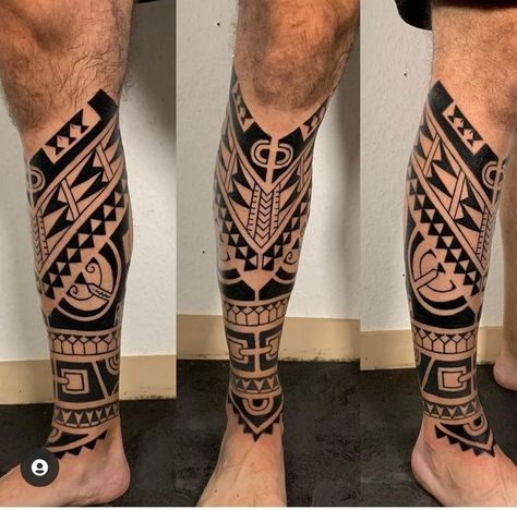 Polynesian Shin Tattoo, Tattoo Dino, Tattoo Maori Perna, Fijian Tattoo, Polynesian Leg Tattoo, Leg Band Tattoos, Calf Tattoo Men, Tattoo Pierna, Tiki Tattoo