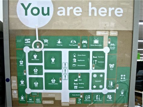 Photo of a store map display with a marker labeled "You are here" situated between Footwear and Snacks You Are Here Map, Map Signage, Directory Signage, Map Display, Space Branding, Site Architecture, Map Signs, Stationary Accessories, Expo Marker