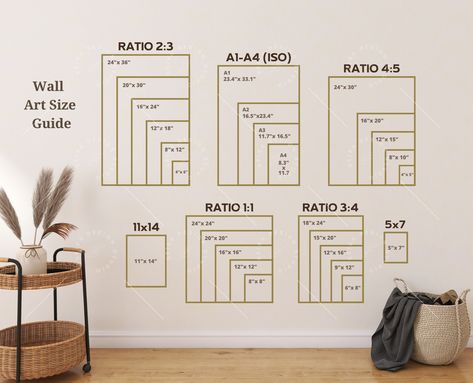 Poster Size Guide, How To Print Poster Size At Home, Wall Frame Size Guide, Wall Art Size Guide, Canvas Sizes Digital Art, Poster Frame Sizes Guide, Wall Art Dimensions Guide, Food Wall Art, Brand Fonts