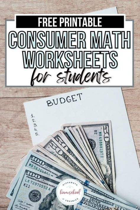 Consumer Math High School, High School Worksheets, Budgeting Worksheets Free, Money Math Worksheets, Learning Money, Consumer Math, Real Life Math, Budget Worksheet, Life Skills Classroom