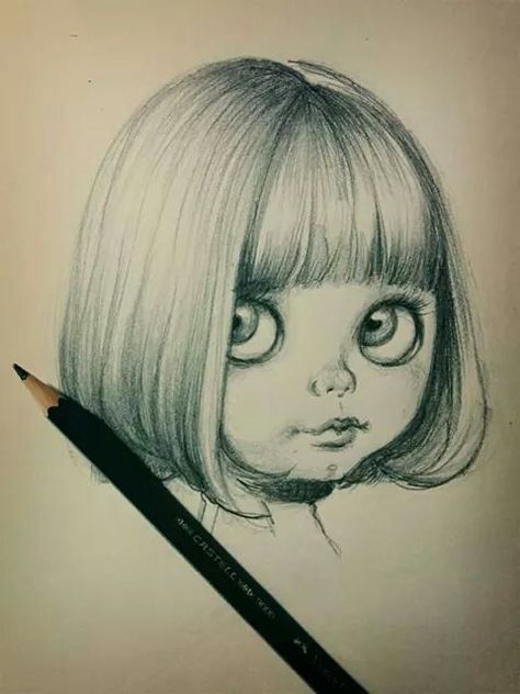 Rapid Art, Painting Leaves, Butterfly Art Drawing, Horror Drawing, Whimsical Art Paintings, Doll Drawing, Big Eyes Art, Face Sketch, Drawing Expressions