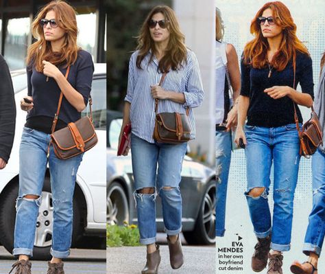 Eva Mendes pairs her chic boyfriend jeans with a Vintage Dooney & Bourke Shoulder bag Eva Mendes Dress, Eva Mendez, Eva Mendes, Boyfriend Jean, Celebrity Street Style, Boyfriend Jeans, Autumn Winter Fashion, Celebrity Style, Casual Fashion