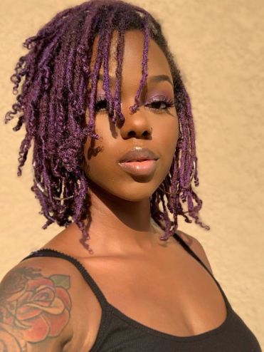 Purple Dreads, Loc Inspiration, Beautiful Dreadlocks, Short Locs Hairstyles, Dreads Styles, Dyed Hair Inspiration, Dreadlock Hairstyles, Locs Hairstyles, Hair Journey