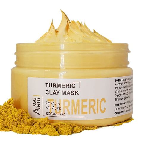 #skincare #claymask Turmeric Facial Mask, Hyperpigmentation Mask, Kaolin Clay Mask, Vitamin C Face Mask, Turmeric Scrub, Turmeric Facial, Diy Turmeric Face Mask, Turmeric Mask, Turmeric Vitamins