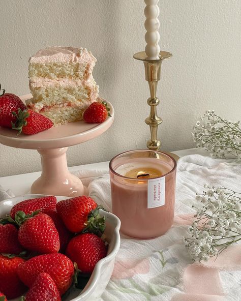 Strawberry Shortcake, is a delectable blend of vanilla, sweet cream and ripe strawberries. The scent is simply irresistible, like a slice of heaven on a summer’s day. Get ready to immerse yourself in a mouthwatering experience that will transport you to a fragrant strawberry patch. Available May 30 at 7 PM on our website! Don’t miss out on this limited edition heavenly treat for your home. #homefragrance #homedecor #strawberries #candle #candlelover #summervibes Strawberry Scent Aesthetic, Vanilla Sweet Cream, Strawberry Scent, Slice Of Heaven, Strawberry Patch, Simply Irresistible, Sweet Cream, Rose Candle, Strawberry Shortcake