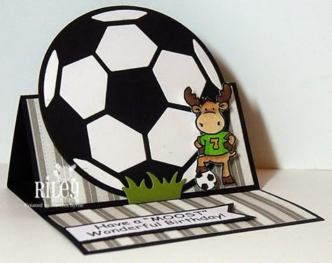 StampOwl's Studio: Soccer Anyone! Scrapbooking Sports, Soccer Cards, 28th October, For My Granddaughter, Ball Birthday, Masculine Birthday Cards, Birthday Cards For Boys, Birthday Scrapbook, Handmade Card Making