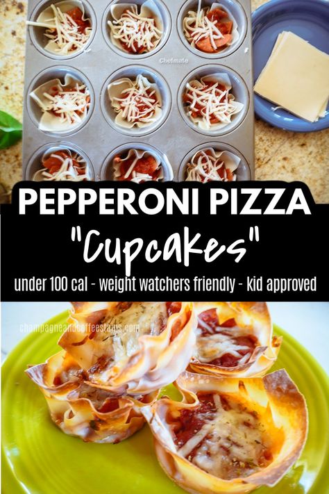 A fun twist on homemade pizza! These turkey pepperoni pizza "cupcakes" are an easy to make recipe that kids and adults love. They're perfect for a quick lunch or dinner and perfectly portioned. They're a healthier pizza option that is low calories and weight watchers (WW) point friendly. #healthypizza #easydinner #pizzarecipe Healthier Pizza, Pepperoni Recipes, Pizza Cupcakes, Dinner Recipes Healthy Family, Baking Recipes For Kids, Turkey Pepperoni, Under 100 Calories, Healthy Family Dinners, Vegetarian Cookbook