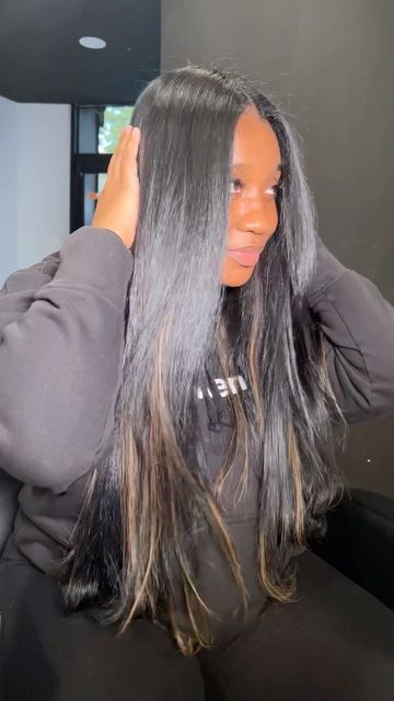 Tape Ins Black Women With Color, Yaki Tape In Extensions, Colored Tape In Extensions, Tape Ins Black Women, Tape In Extensions Black Women, Curly Tape Ins, Highlight Extensions, Highlights In Black Hair, Hairstylist Salon