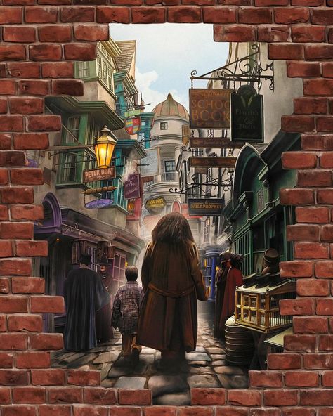 Turksworks Design and Illustration - Diagon Alley Collectible Set Cardboard Diagon Alley, Harry Potter Cover Art, Diagon Alley Painting, Diagon Alley Art, Harry Potter Gouache, Harry Potter Artwork Paintings, Diagon Alley Illustration, Diagon Alley Wallpaper, Diagon Alley Drawing