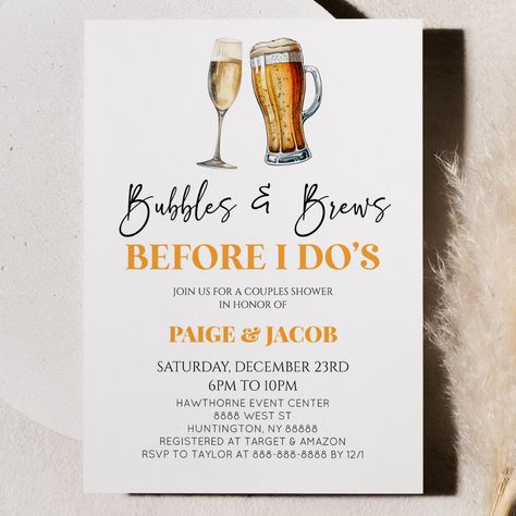 Bubbly And Brews Before The I Dos, Bubbles And Brews Before The I Dos, Couple Bridal Shower Ideas, Couples Wedding Shower Ideas Themes, Couple Shower Decor, Co Ed Wedding Shower Ideas, Wedding Shower Ideas Themed, Couples Wedding Shower Decorations, Couples Wedding Shower Ideas