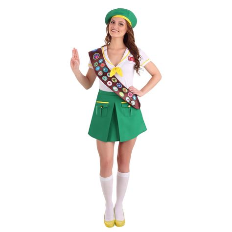 Girl Scout Costume Scout Outfit, Girl Scout Costume, Born Leader, Pin Crafts, Positive Thinker, Beret Style, School Theme, Outfit Halloween, School Dress