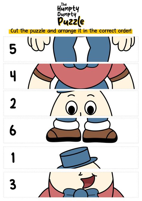 Humpty Dumpty Puzzle Template Humpty Dumpty Art, Humpty Dumpty Activities Preschool, Humpty Dumpty Craft, Humpty Dumpty Activities, Humpty Dumpty Nursery Rhyme, Nursery Rhymes Preschool Crafts, Nursery Rhymes Lyrics, Nursery Rhymes Preschool, Nursery Rhymes Activities