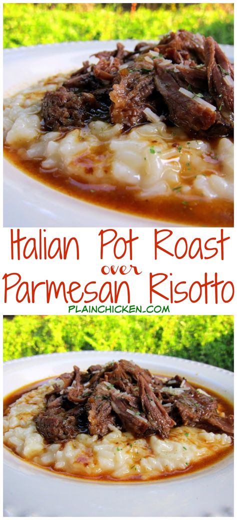 Weekend Summer Dinners, Weekend Dinner Recipes, Post Roast, Filet Mignon Chorizo, Pot Roast Beef, Italian Pot Roast, Parmesan Risotto, Best Pot Roast, Risotto Recipe